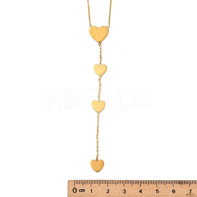 304 Stainless Steel Heart Link Chain Y Necklaces for Women LS-NJEW-A059-05G-1