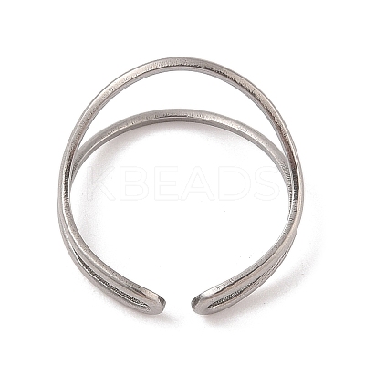 Non-Tarnish 304 Stainless Steel Double Layer Cuff Rings for Women RJEW-G322-01P-1