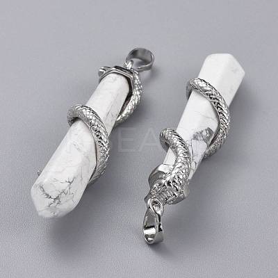 Natural Howlite Big Pointed Pendants G-F696-B14-1
