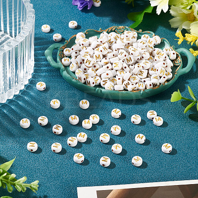 500Pcs Plating Acrylic Beads PACR-TADJ0001-01M-1
