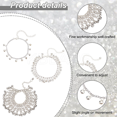 6Pcs 3 Styles Alloy Bell Charms Anklets for Women AJEW-AN0007-11-1