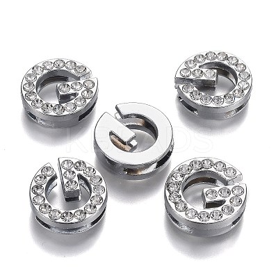 Alloy Letter Slide Charms RB-F034-01G-P-RS-1
