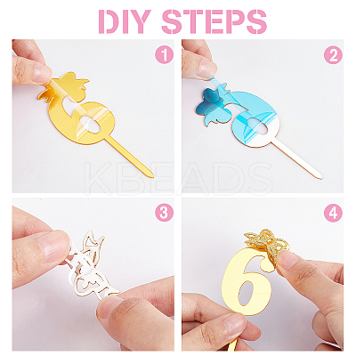 6Pcs 6 Style Acrylic Cake Insert Card Decoration BAKE-SD0001-03-1