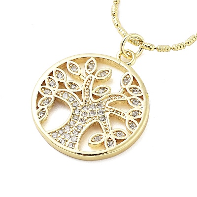 Brass Micro Pave Clear Cubic Zirconia Pendant Necklaces for Women LS-NJEW-M009-04G-A-1