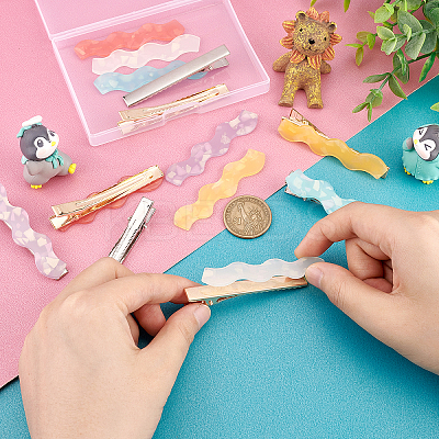 DIY Wave Alligator Hair Clips Making Kits DIY-PH0007-04-1