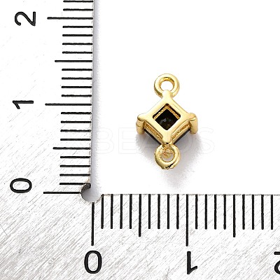 Brass Cubic Zirconia Rhombus Connector Charms KK-F894-12G-04-1