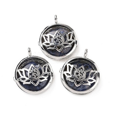 Natural Sodalite Locket Pendants G-G982-01P-12-1