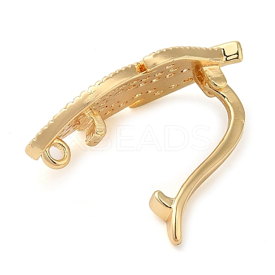 Brass Micro Pave Clear Cubic Zirconia Fold Over Clasps KK-G505-18G-1