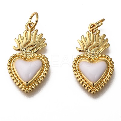Golden Tone Brass Enamel Pendants KK-K750-01G-E-1