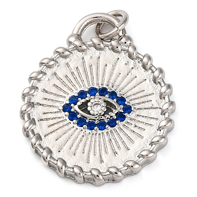 Brass Micro Pave Cubic Zirconia Pendants KK-K339-09P-1