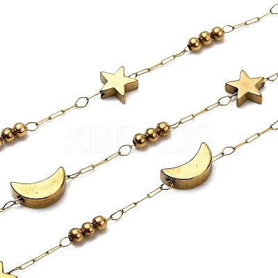 Handmade 304 Stainless Steel Non-magnetic Hematite Beaded Star with MoonLink Chains CHS-L032-17G-03-1