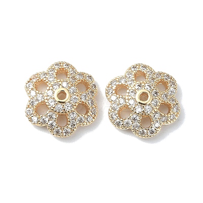 Brass Micro Pave Cubic Zirconia Bead Cap KK-A194-04G-1