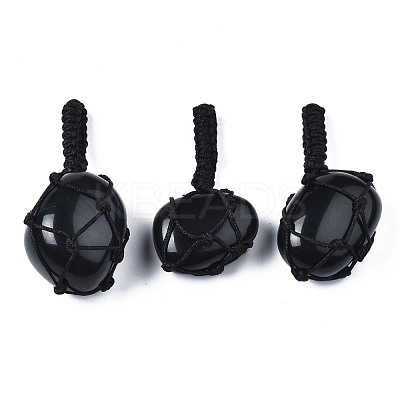 Natural Obsidian Pendants G-N0326-93B-1