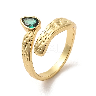 Brass Micro Pave Cubic Zirconia Solitaire Ring RJEW-K259-01C-G-1