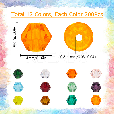 2400Pcs 12 Styles Transparent Glass Beads Strands GLAA-SP0001-13-1