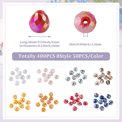 400Pcs 8 Style Electroplate Glass Beads Strands EGLA-BY0001-02-1