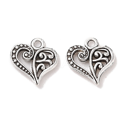 Tibetan Style Filigree Alloy Heart Charms TIBEP-0277-AS-RS-1