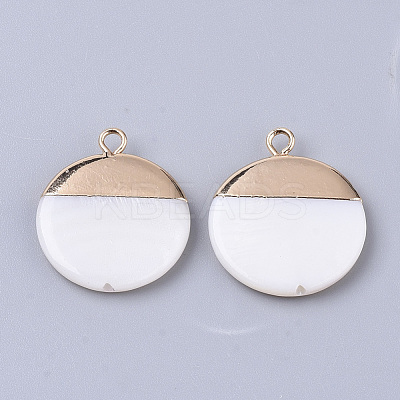Electroplate Freshwater Shell Pendants SHEL-S276-61B-1