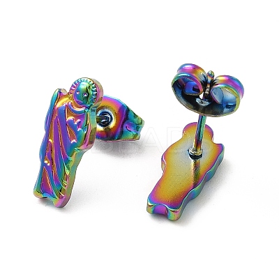 Ion Plating(IP) 304 Stainless Steel Human Stud Earrings for Women EJEW-E271-01M-1