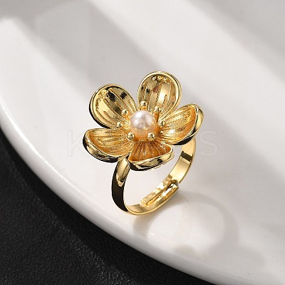 Flower Brass Finger Rings for Women LS-RJEW-S622-05G-1