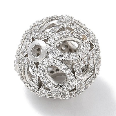 Rack Plating Brass Micro Pave Cubic Zirconia Beads KK-L224-019P-1