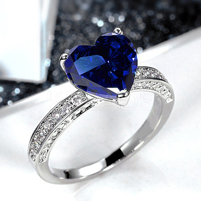 Brass Micro Pave Cubic Zirconia Finger Rings for Women FS-WGC99AF-13-1