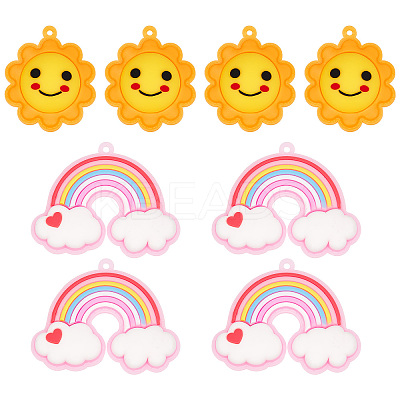8Pcs 2 Style PVC Plastic Big Pendants KY-SC0001-65-1