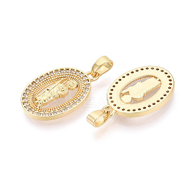 Religion Brass Micro Pave Cubic Zirconia Pendants KK-T073-49G-1