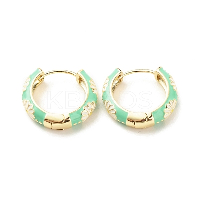 Daisy Flower Enamel Hoop Earrings EJEW-G290-01G-C-1