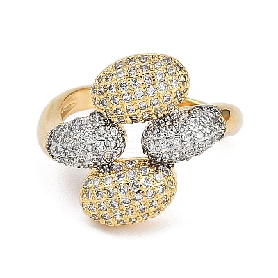 Brass Micro Pave Cubic Zirconia Cuff Rings RJEW-U030-01G-02-1