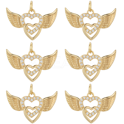8pcs Brass Micro Pave Cubic Zirconia Pendants KK-BBC0020-22-1