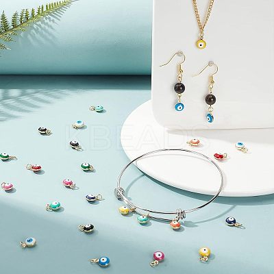 40Pcs 10 Colors Real 18K Gold Plated Plated Brass Enamel Beads KK-NB0001-45-1