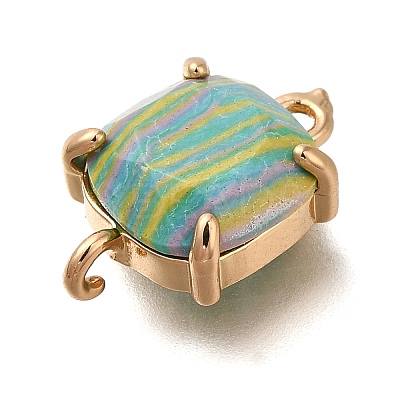 Brass Glass Imitation Gemstone Connector Charms KK-Z076-01G-01-1