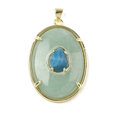 Natural Green Aventurine & Apatite Pendants G-P599-05G-02-1