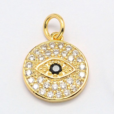 Brass Micro Pave Cubic Zirconia Charms ZIRC-P074-07G-NR-1