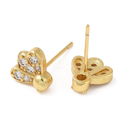 Rack Plating Brass Badminton Stud Earrings with Cubic Zirconia EJEW-D061-21G-1