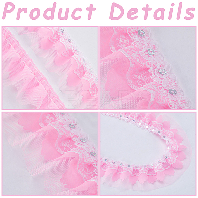 10M Polyester Flower Lace Ribbon with Paillettes OCOR-GF0003-34B-1