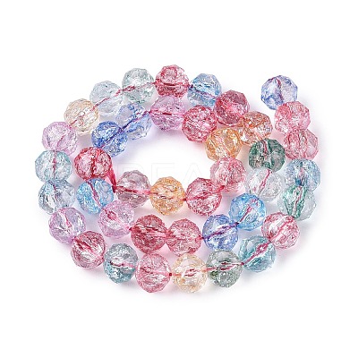 Crackle Transparent Glass Beads Strands GLAA-N063-10mm-01-1