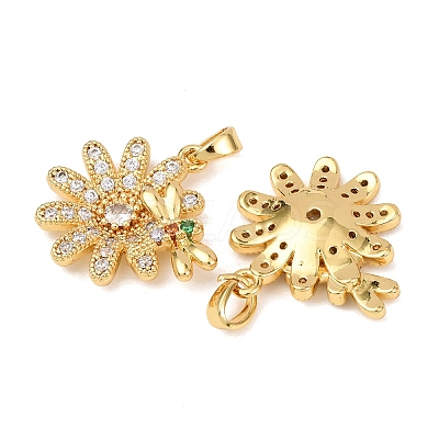 Brass Micro Pave Clear Cubic Zirconia Pendants KK-G543-05G-02-1