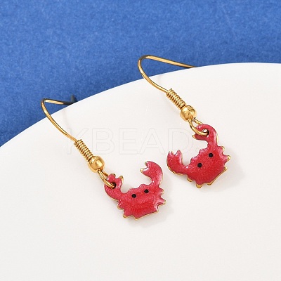 Ocean Series 304 Stainless Steel Enamel Dangle Earrings LS-EJEW-K017-01F-G-1