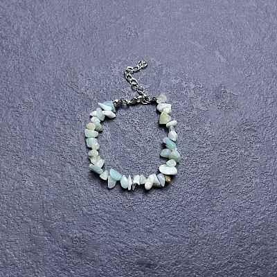 Natural Flower Amazonite Chip Beaded Bracelets for Women IW6789-28-1