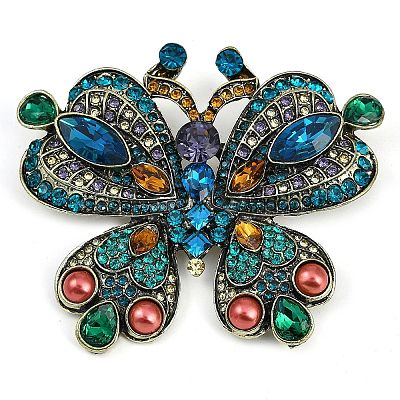 Zinc Alloy Colorful Rhinestone Brooch LS-JEWB-U011-04AG-02-1
