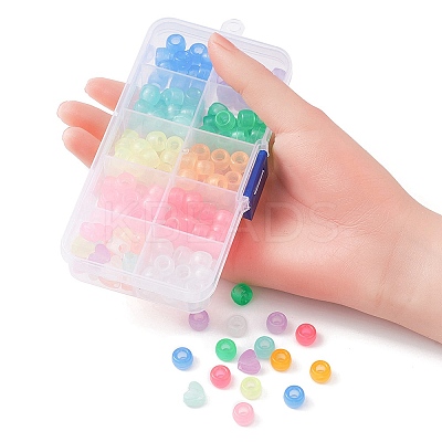 200Pcs 10 Colors Transparent & Luminous Plastic Beads KY-YW0001-50-1