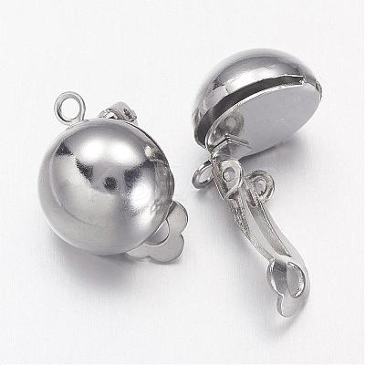 Platinum Brass Clip-on Earring Findings For Non-Pierced Ears Jewelry X-KK-E031-N-1