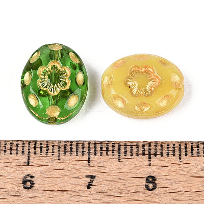Oval with Flower Glass Beads GLAA-T025-48M-1