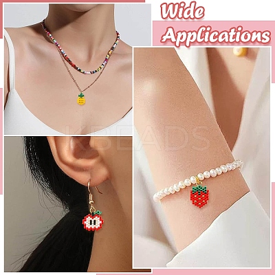 5Pcs 5 Styles Glass Seed Beaded Pendants PALLOY-CJ00126-1