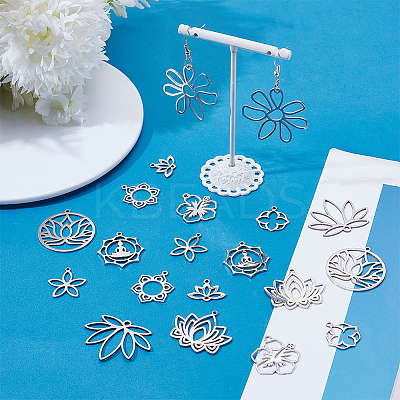 20Pcs 10 Styles 201 Stainless Steel Pendants STAS-WR0001-39-1