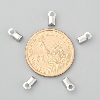 Tarnish Resistant 304 Stainless Steel Fold Over Crimp Cord Ends X-STAS-M009-01A-1