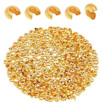 400Pcs Brass Crimp Beads Covers KK-DC0004-78G-1