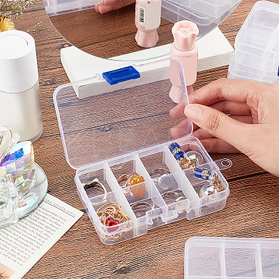 8 Grids Transparent Acrylic Bead Organizer Containers CON-WH0087-32-1